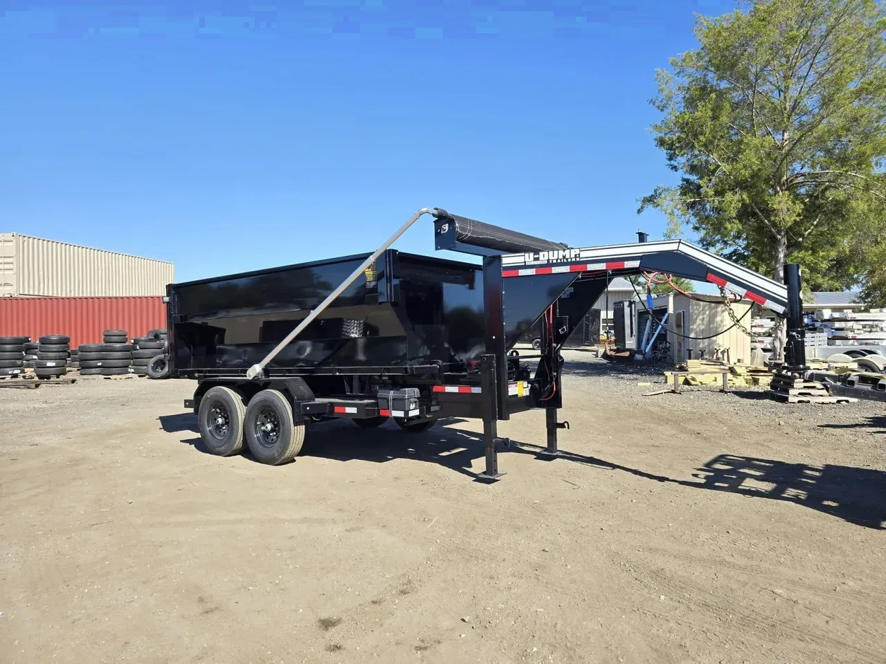 Dump Trailer 2025 X U-dump GN roll off dump trailer pkg with 1 bin dumpster haul off Dump Trailer-DUMPROLLGN-010874-PKG-V2