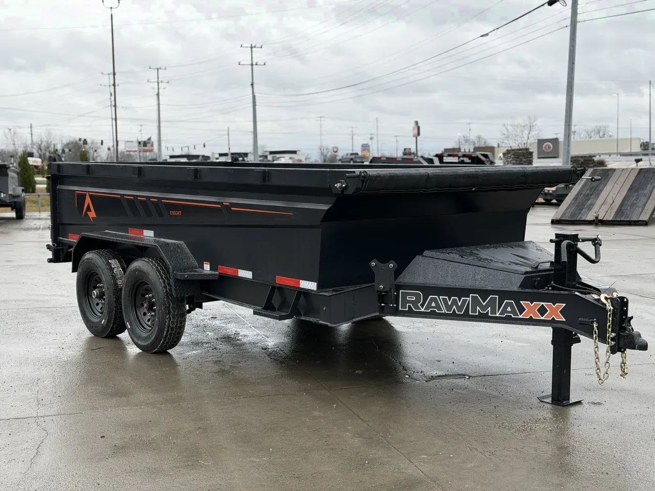 130153 - 2026 RawMaxx Knight Edition 7x14 14k MidSide Dump Dump Trailer