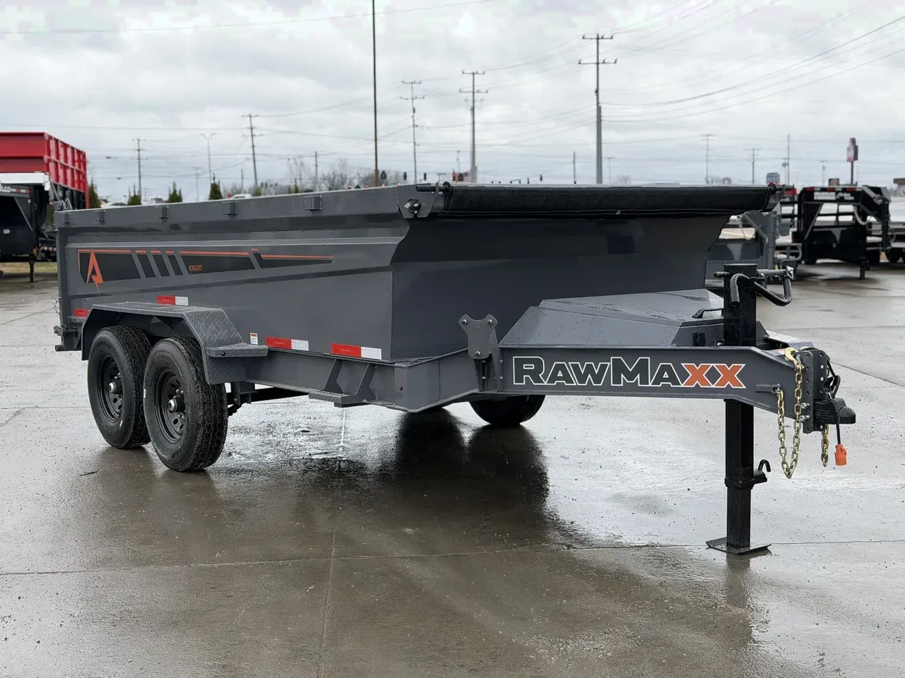 129533 - 2026 RawMaxx Knight Edition 7x14 14k MidSide Dump Dump Trailer