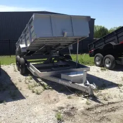 14ft Grey Dump Trailer w/Tandem 7000 lb Axles
