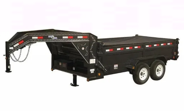 14FT GOOSENECK BLACK DUMP TRAILER W/RAMPS