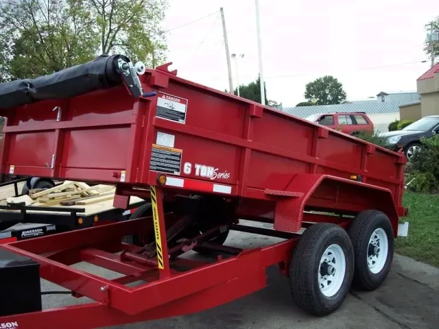 12ft RED DUMP TRAILER W/TARP