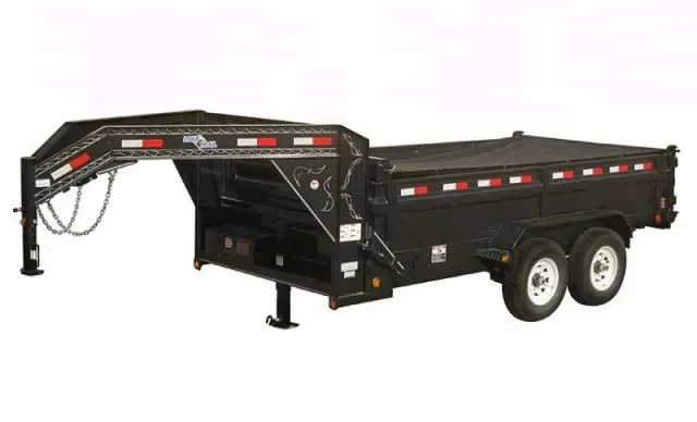 Black 14ft GN Dump Trailer w/ Slide in Ramps