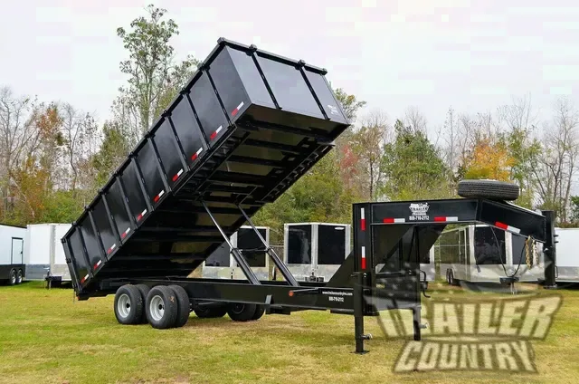 8' x 20' Gooseneck Hydraulic Dump Trailer w/Rear Swing Barn Style Doors & Removable Ramps