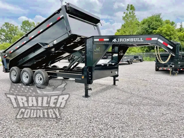 2026 Brand New 7' x 16' Iron Bull Scissor Hoist Hydraulic Triple Axle Gooseneck Dump Trailer