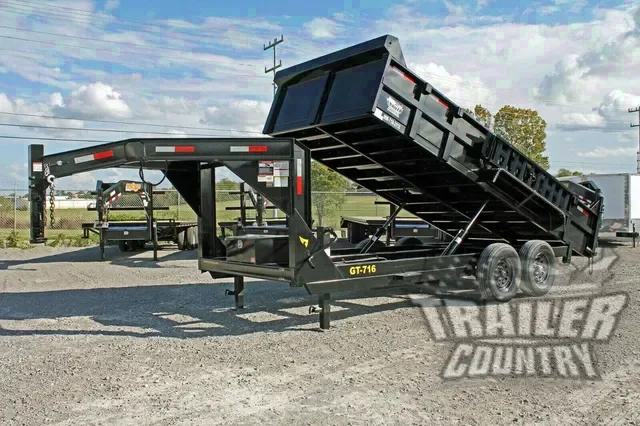 7' x 16'  Gooseneck Hydraulic Dump Trailer w/ 24" High Sides, Remote Power Up & Down, and MORE