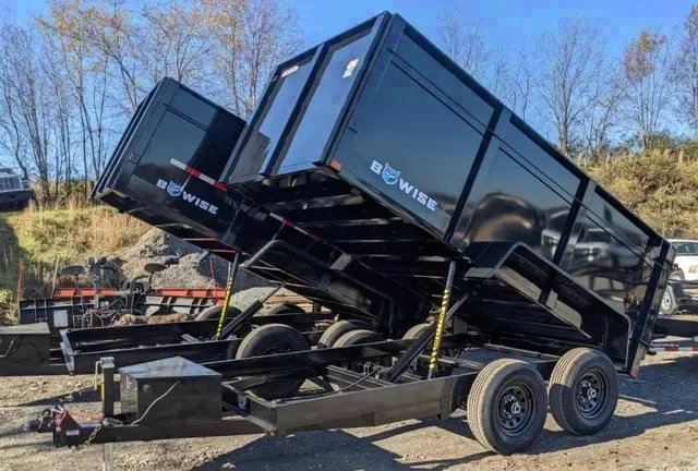 2025 B-Wise 7x14 Lo Pro Equipment Dump Trailer w/ 44in High Fixed Sides - Best Offer!