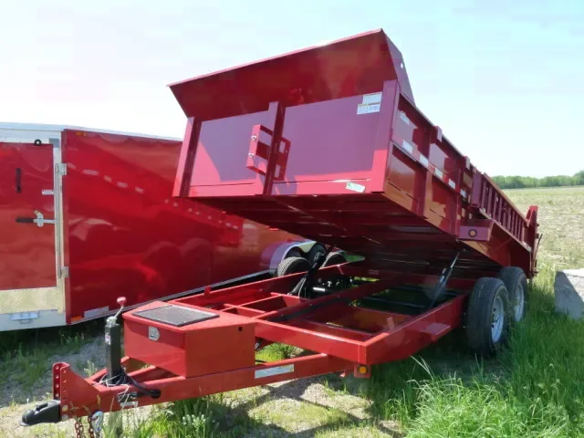 14FT RED  DUMP TRAILER W/7000LB TANDEM AXLES