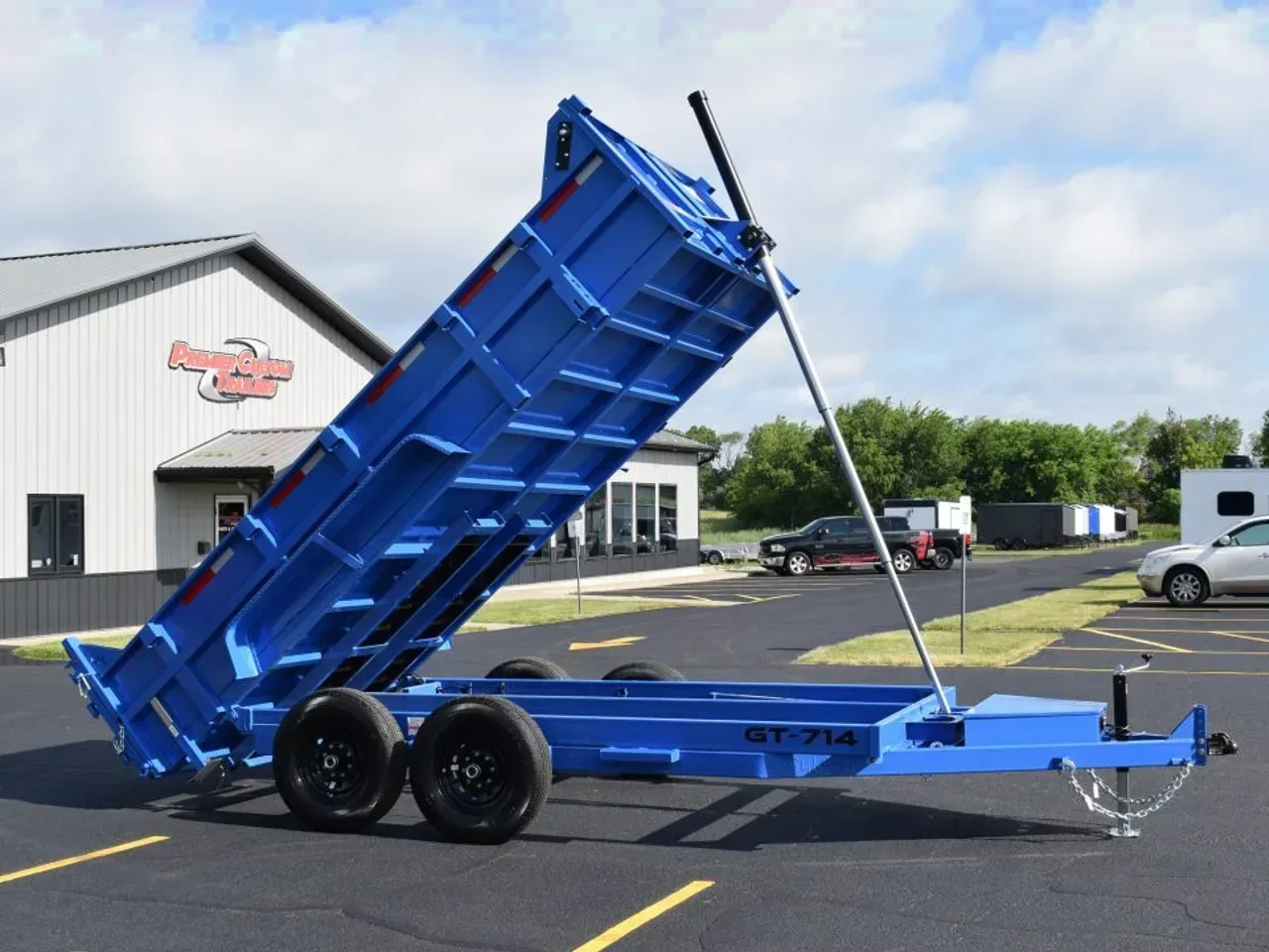 GRIFFIN 7x14 14K DUMP TRAILER w/ TELESCOPING CYLINDER BLUE