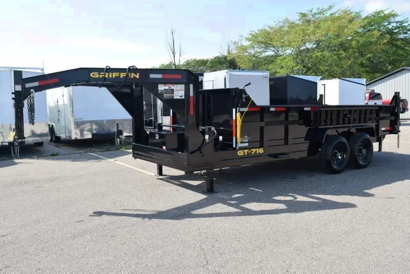GRIFFIN 7x16 GOOSENECK DUMP TRAILER w/ TELESCOPING CYLINDER