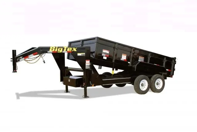 14ft Gooseneck Black Dump Trailer w/Drop Leg Jack