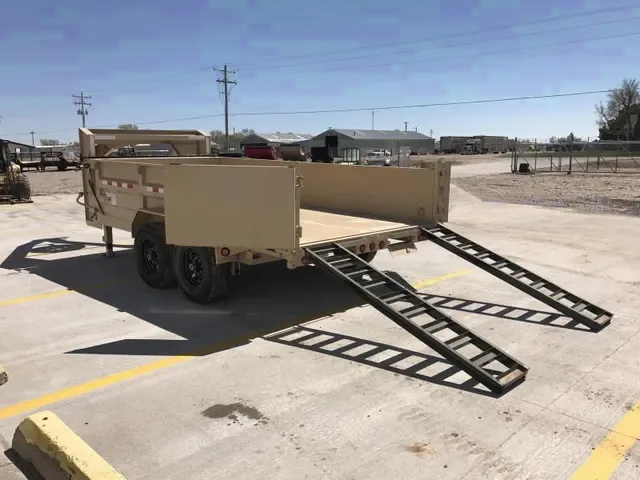 Tan 14 ft Tandem 7000lb Axle Low Profile Dump Trailer