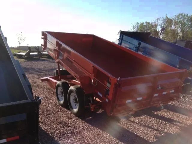 Red 14ft Dump Trailer w/Slide In Ramps