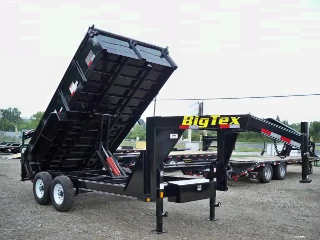 14FT GOOSENECK BLACK DUMP TRAILER W/TARP