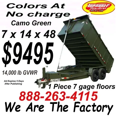 Lifting Capability is 14,000 Texas Pride Dump Trailer