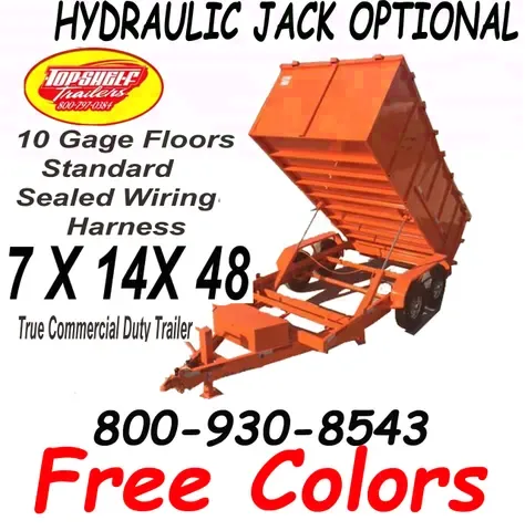 7 x 14 x 48 14,000 gvwr Top Shelf Dump Trailer