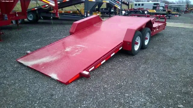 24ft Red Tilt Bed Trailer w/Diamond Treated Plate Decking