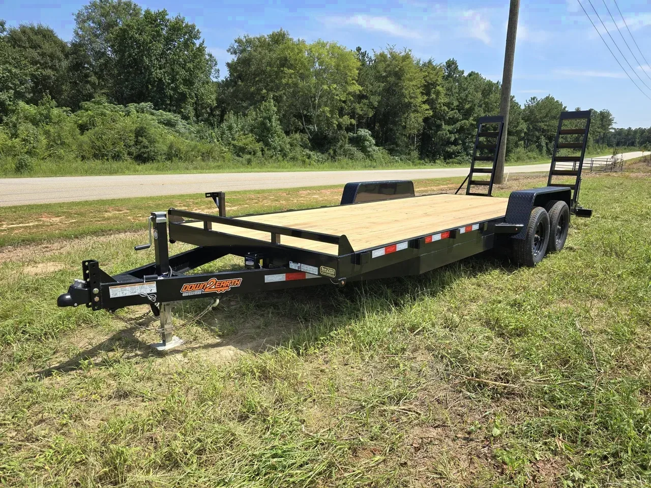Equipment Trailer 2027 7X20 Down 2 Earth Trailers 82×20 10k bobcat equipment trailer flat bed 2′ dove
