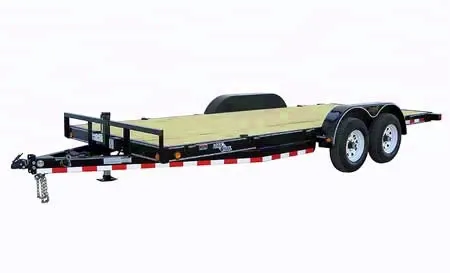 18FT TA FLATBED TRAILER W/ 14K AXLES, SLIDE IN RAMPS