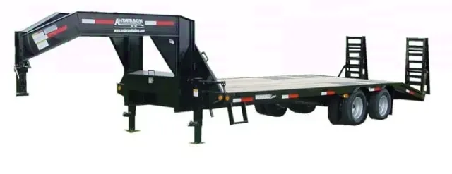 BLACK FLATBED TRAILER 20FT PLUS 5 FOOT DOVETAIL