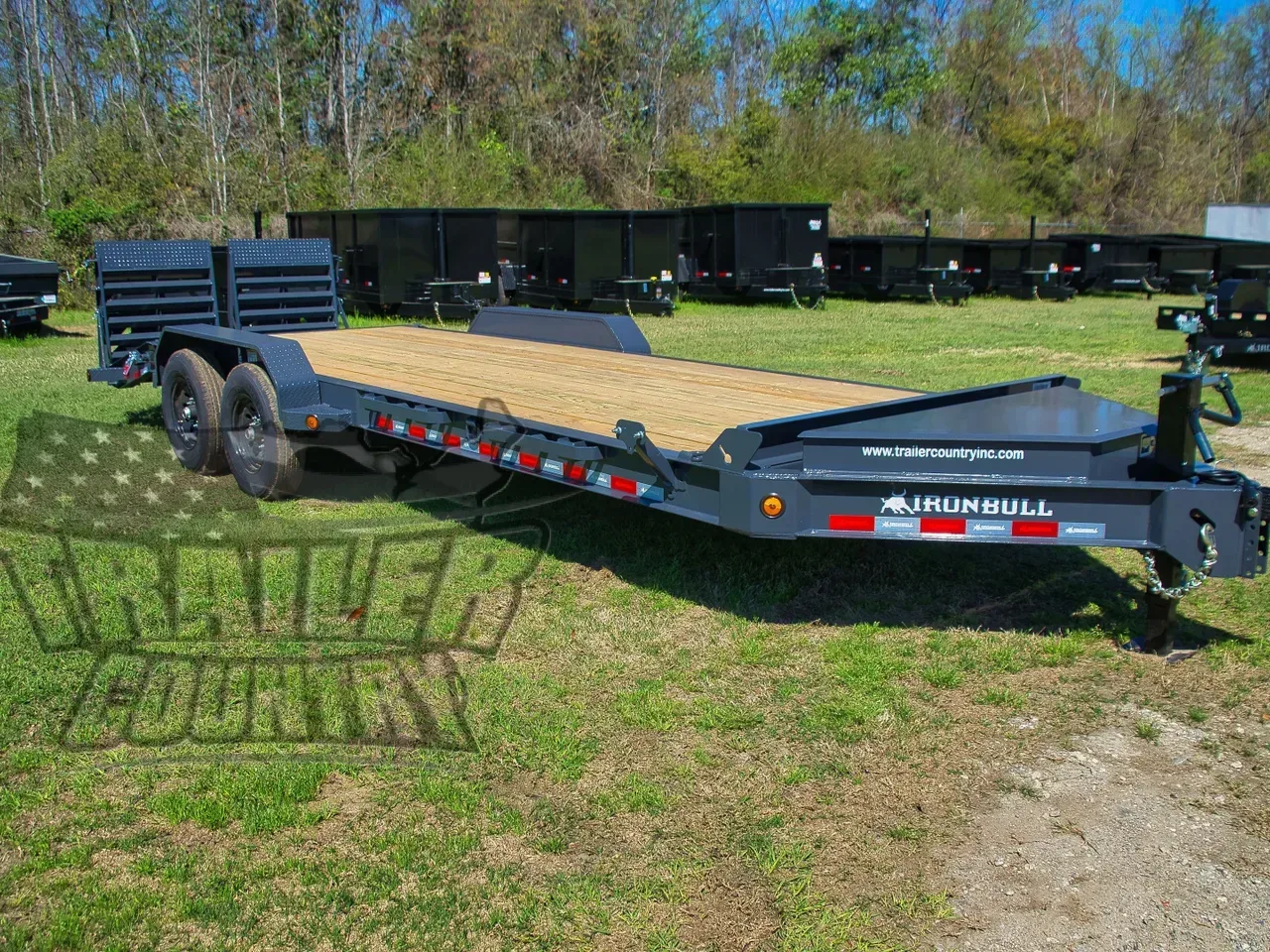 2026 New 7' x 22' (19' + 3') Heavy Duty 14K Heavy Equipment Trailer w/ Spring Assisted Rampage Ramps & Heavy Duty 8" I-Beam Main Frame