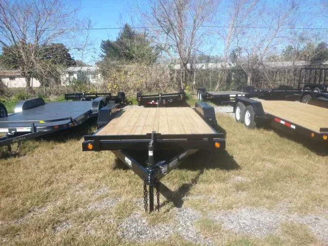 16FT BLACK STEEL FRAME WITH WOOD DECK FLATBED TRAILER