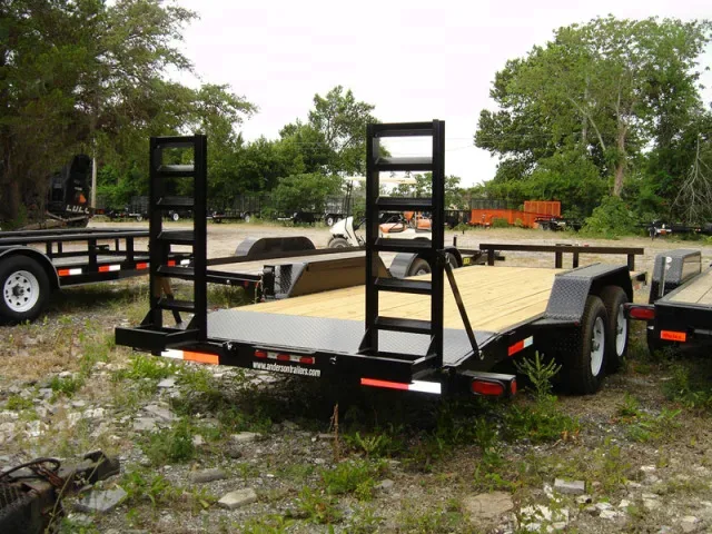 18ft 5T Equipment Trailer w/Stand Up Ramps