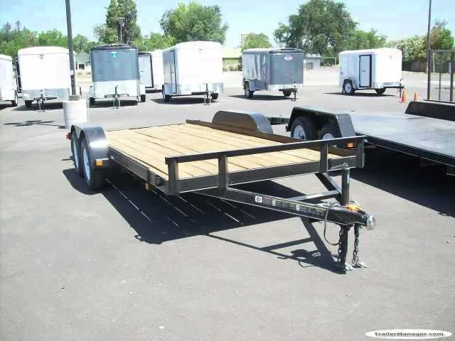 16ft Flatbed Trailer-Black Steel Frame with Wood Deck