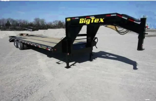 28+5ft Flatbed Trailer w/Brakes, Stakes Pockets & Toolbox
