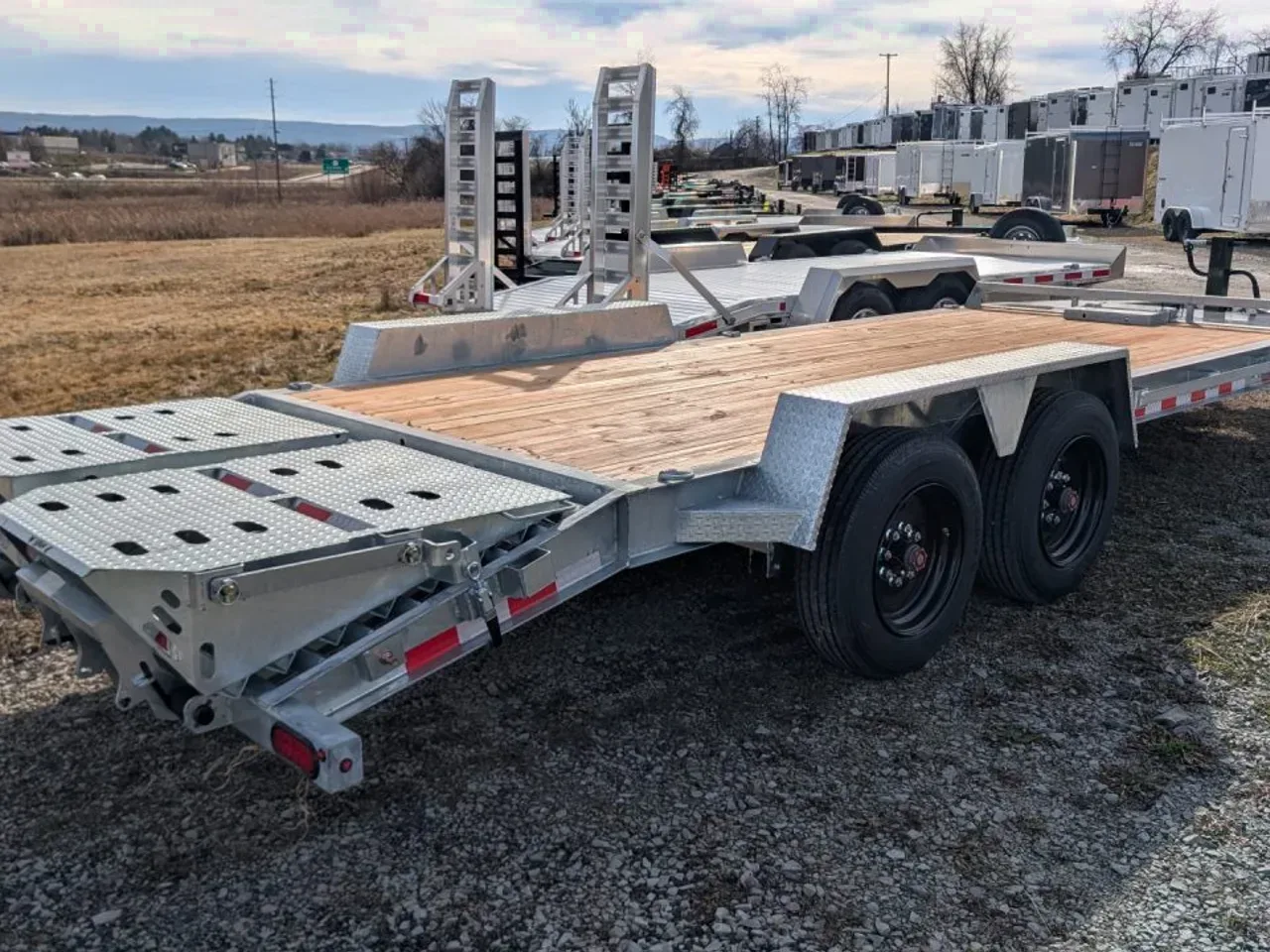 2026 BWise 20' (17+3) HD Lo Pro GALVANIZED Equipment Hauler w/ Full Width Self Leveling Ramps & Self Cleaning Dove Tail