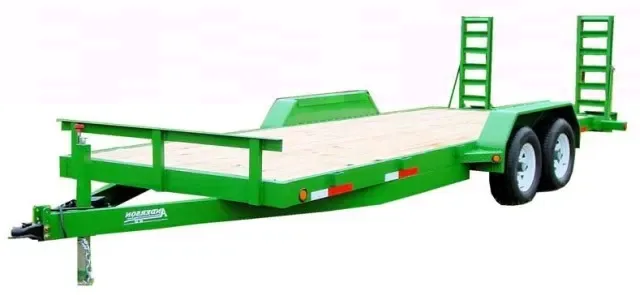 16ft Green Equipment Trailer w/Stand Up Ramps