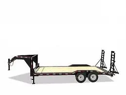 20ft Flatbed Trailer w/Dovetail and Stand Up Ramps