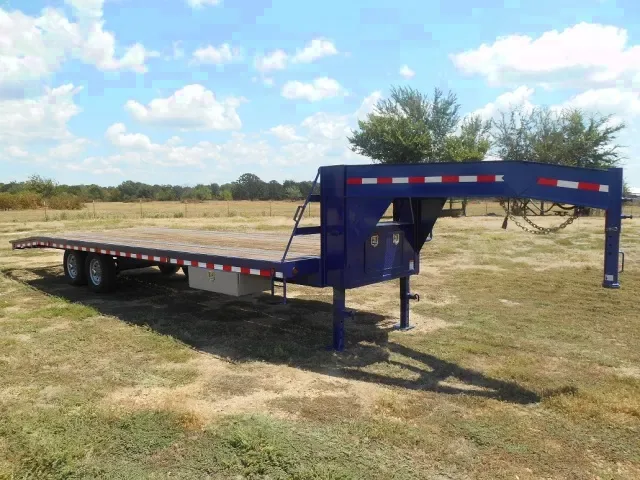 Blue 25ft Gooseneck Flatbed Trailer