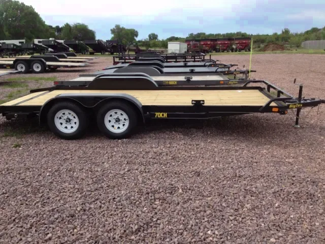 16ft flatbed with slide in ramps - Black Steel Frame w/wood deck