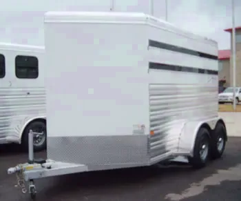 White 2 Horse Aluminum Trailer w/Drop Feed Doors