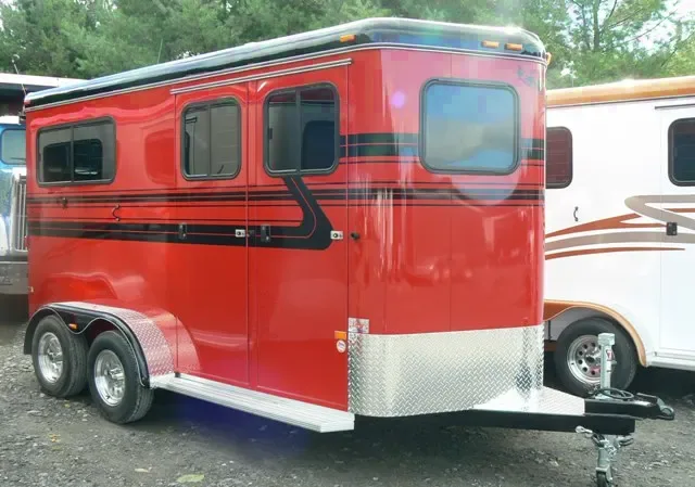 2 HORSE BUMPER PULL RED W/BLACK TRIM
