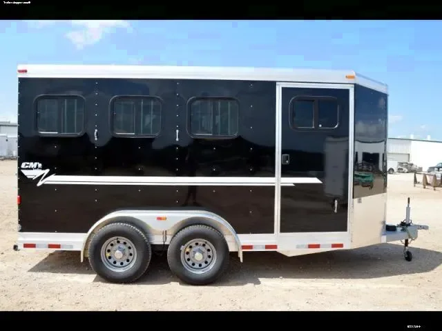 Black 3 Horse Aluminum Trailer w/Lockable Front Tack