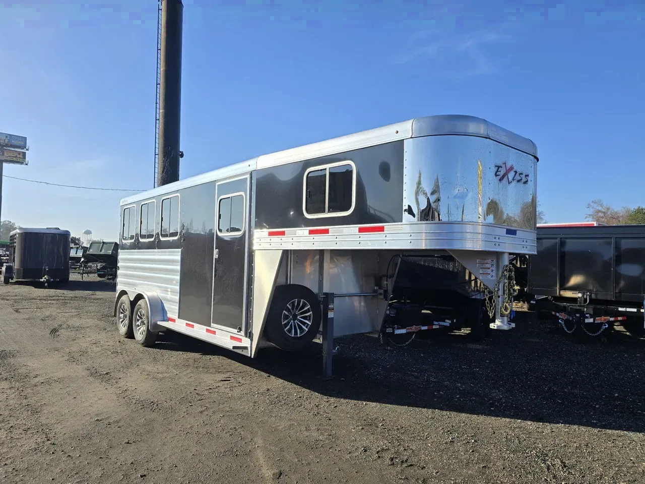 Gooseneck 2026 7X17 Exiss trailer 7×17 3 Horse Slant Load Aluminum Gooseneck Trailer -AGLS717-3Horse-082260 7 ft. x17 ft.