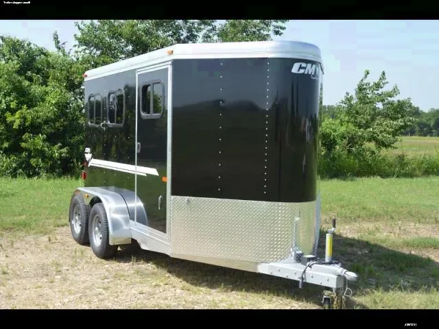 Black Aluminum 2 Horse Bumper Pull Trailer