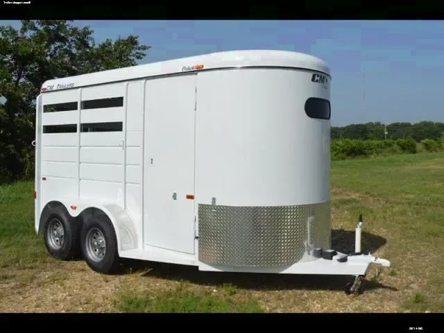 WHITE STEEL FRAME 2 HORSE TRAILER