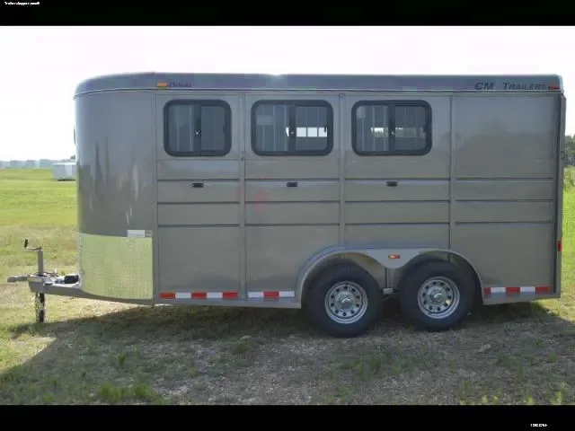 Beige 3 Horse Steel Bumper Pull Trailer