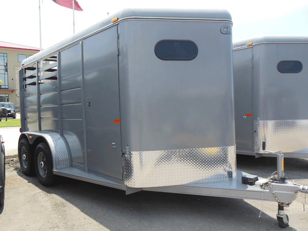 Pewter 2 Horse Trailer-Single Rear-V-nose Window in V