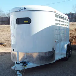 ES 2 horse steel trailer with window in front