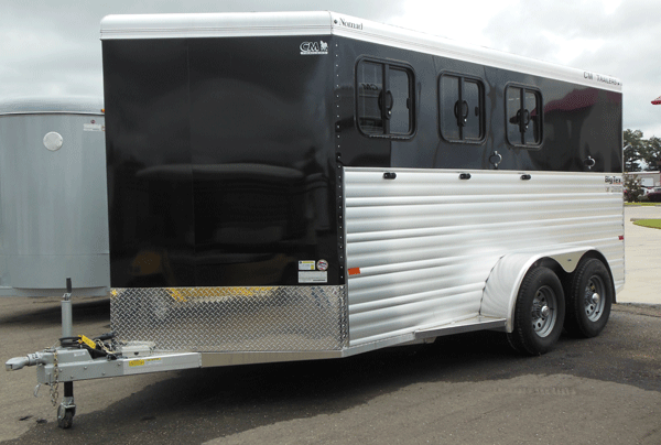 All Aluminum with Black 3 Horse Trailer-Single Rear Door