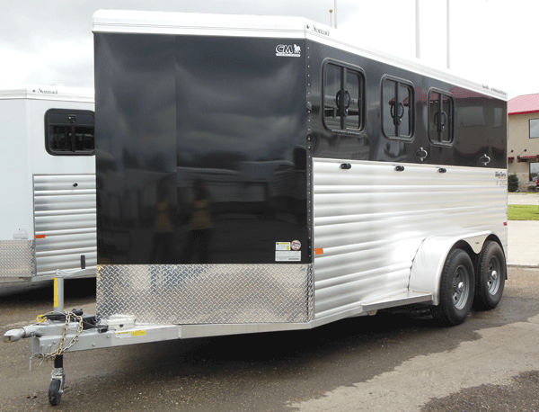Black 3 Horse Slant Load with Dressing Room, Floor Mats and More