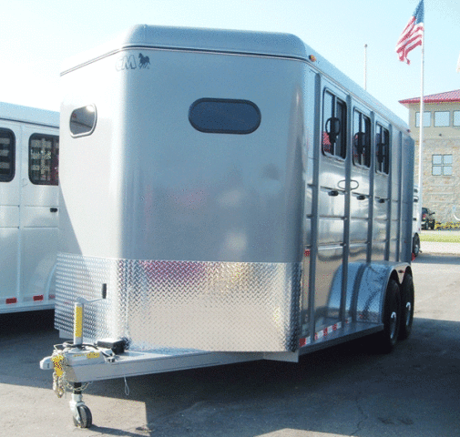3 Horse Pewter Trailer-Steel Frame-Single Rear Door