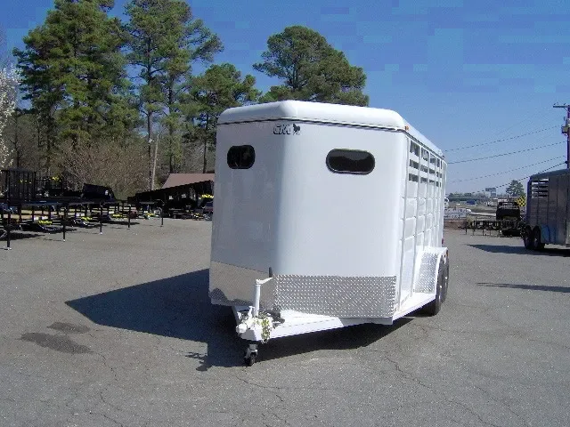 3 Horse White Steel Bumper Pull Trailer