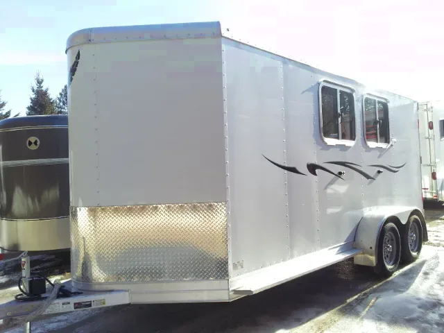 2 Horse All Aluminum Horse Trailer w/Drop Down Feed Doors