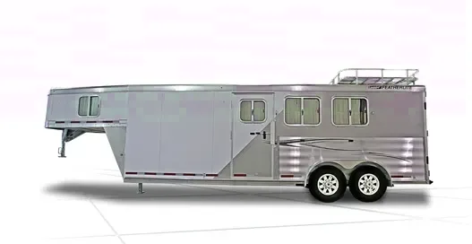 4 horse slant load gooseneck trailer-two tone chrome/white