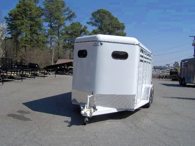 3 Horse White Steel Bumper Pull Trailer